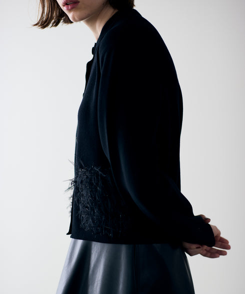 【SOI-MeME】sheer fringe cocoon cardigan